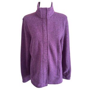 Lands End Womens Purple Fleece Jacket Size L Full Zip Long Sleeve Outdoor Casual